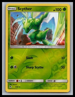 Scyther 5/68 Uncommon Hidden Fates Pokemon Reverse Holo Near Mint