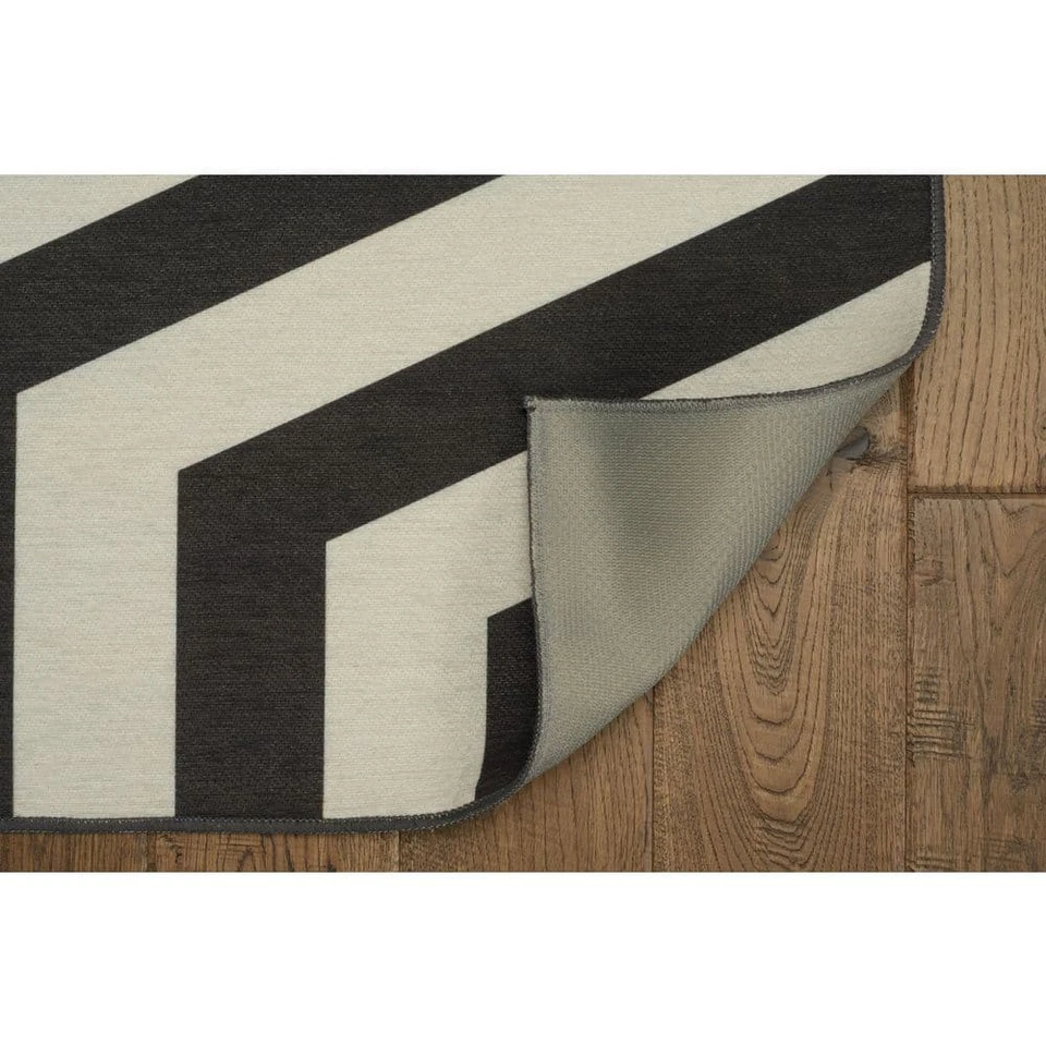 Alfombra Linon Decoración del Hogar 84"x60"x Marfil Negro Lavable Poliéster Geométrico Foto 2 de 4