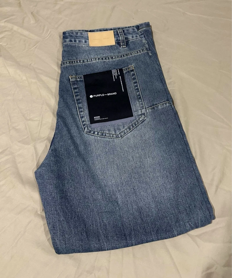 Pantalones de mezclilla para hombre marca púrpura talla 34 holgados azul Foto 4 de 4