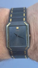 Vintage 1985 Seiko Quartz 7430 Gray/Gold Rectangular Dress Watch Running