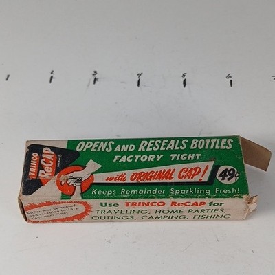 Trinco ReCAP Silver Metal Bottle Opener/Resealer with Original Box, Vintage