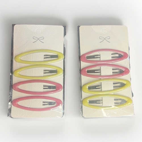 Snap & Go Easy Hair Styling Clips 8 Count PINK AND LIGHT YELLOW Oval Barrette - Picture 1 of 6