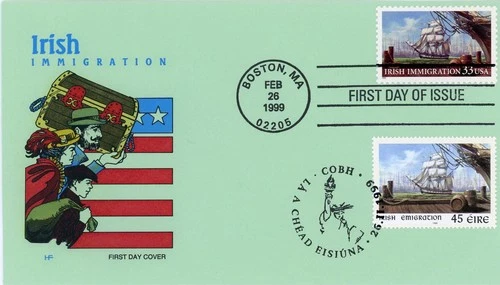 1999 US-Ireland Irish Immigration Joint Issue FDC House of Farnam