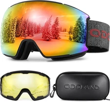 Magnetic Interchangeable Ski Goggles Set with 2 Lens, Anti-Fog UV Protection Sno