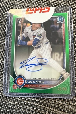 2025 Bowman Chrome - Rookie Autographs Matt Shaw, Matt Shaw #CRA-MS Green /99