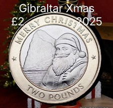 Gibraltar  Coin &pound;2 Pounds 2025 Xmas Father Christmas Santa Noel Pai Rock