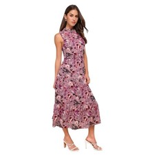 Lulus - In My Dreams Mauve Floral Print Midi Dress Sz L