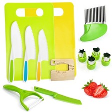 13 Pieces Kids Safe Knife Set for Real Cooking Child-Friendly Plastic Chef To...