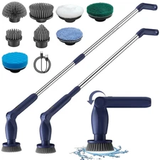 Electric Spin Scrubber, Cordless Bath Tub Power Scrubber with Long Handle and 8 