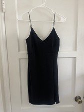 PrettyLittleThing Black V Neck Strappy Bodycon Mini Dress Size: S