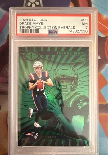 2024 Panini Illusions - Drake Maye #59 Trophy Collection Emerald (RC)
