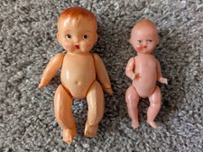 Vintage Mini Dollhouse Baby Dolls Hard Plastic/Celluloid Jointed Italy Japan