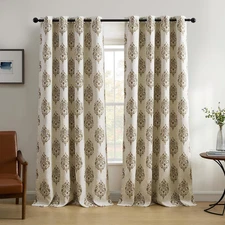Home Fashions Navara Medallion Room-Darkening Window Curtain, Single Panel, 52"