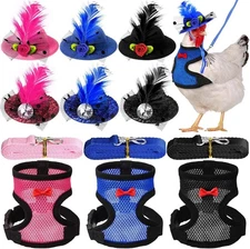 9 Pcs Chicken Harness with Leash and Chicken Hats Set, Funny Chicken Accessories