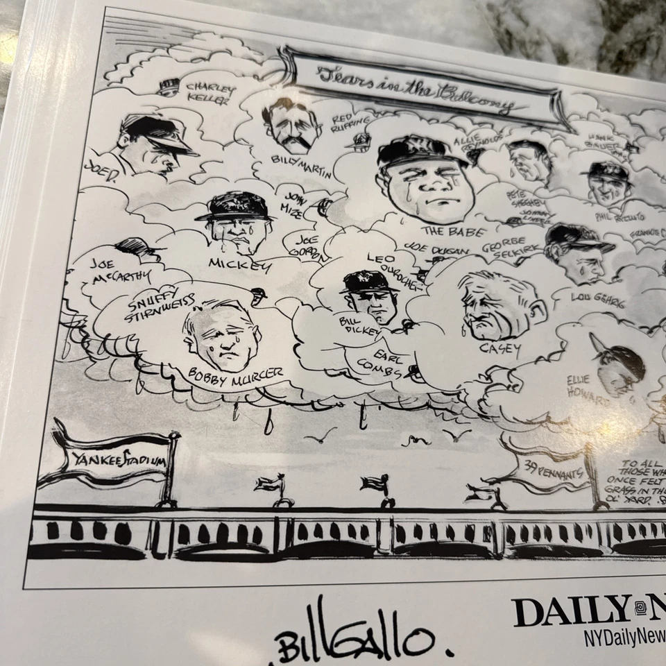 Impresión de Bill Gallo “Lágrimas en el balcón” – Leyendas de los Yankees de Nueva York – Raro Foto 2 de 4