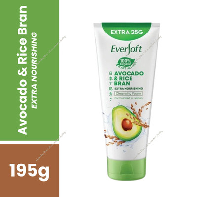 Eversoft Avocado Rice Bran Face Wash 195g+25g Nourishing Organic Cleanser