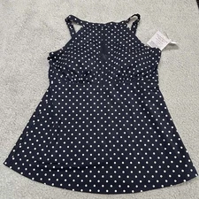 Ruby Ribbon Palm Beach Tankini Tank Womens Size 12 Beach Swimwear Polka Dot NWT