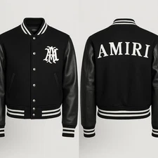 Amiri Varsity Jacket – Wool Body & Leather Sleeves Adult Size New
