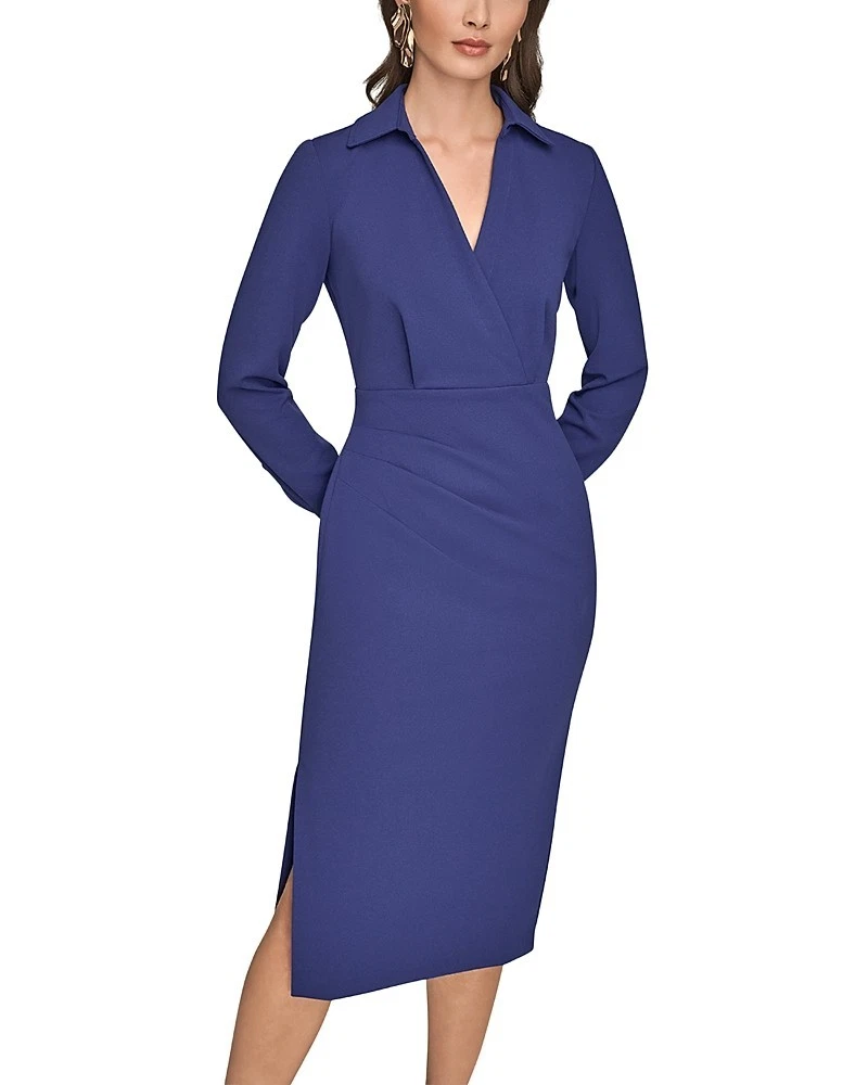 donna karan women's long sleeve embellished-waist midi dress Donna Karan Women's Long Sleeve Embellished-Waist Midi Dress - Black