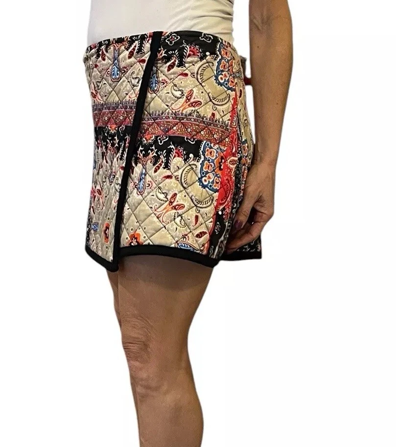 ZARA 女式迷你博客绗缝裹身班达纳·PAISLEY 多裙 5580/160 L — 第 4/4 张图片