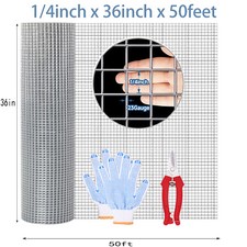 Welded Mesh Fencing 36in x 50ft Hardware Cloth Galvanized Chicken Wire 1/4inch 1.00 per foot