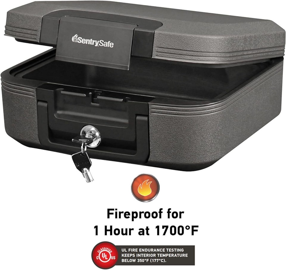 Fireproof Waterproof Safe Box W/ Key Lock Fire & Water Chest Safe Home