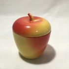 Vintage Jelly or Jam Jar Hazel Atlas Blushing Apple Milk Glass Red & Yellow