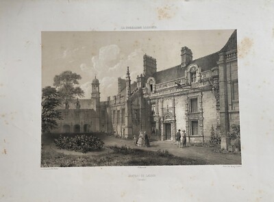 Normandy Illustrated Lithograph 1852 Chateau de Lasson Calvados