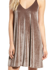 Nordstrom Velvet Camisole Swing Dress S V-neck sleeveless Solid beige/Gray NWT