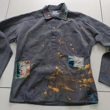 PAUL SMITH ARTIST SMOCK / SHIRT -Size Small Oversized / Paint Splash PATCHED