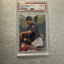 2018 Topps Chrome Update Shane Bieber HMT59 RC Rookie Card PSA 10 49268377. rookie card picture