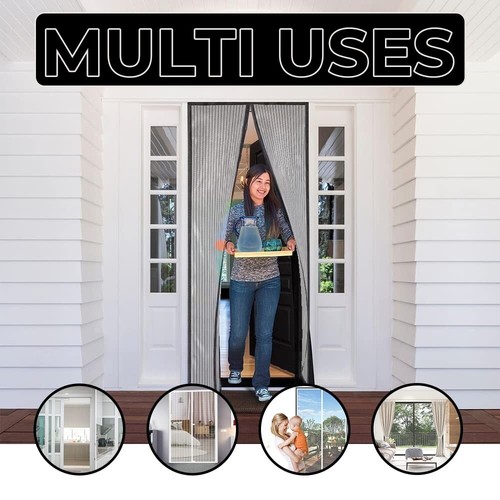 Screen Door Mesh Hands Free Self Sealing Net Anti Bug Fly Value PK No box Black - Picture 4 of 7