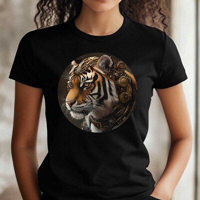 Women's Speampunk Tiger Print Cotton T-Shirt Size XS to 3XL