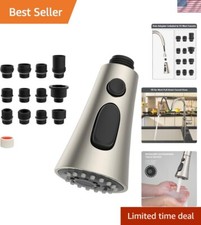 Durable 3-Function Kitchen Faucet Sprayer Head in Brushed Nickel - Easy Install