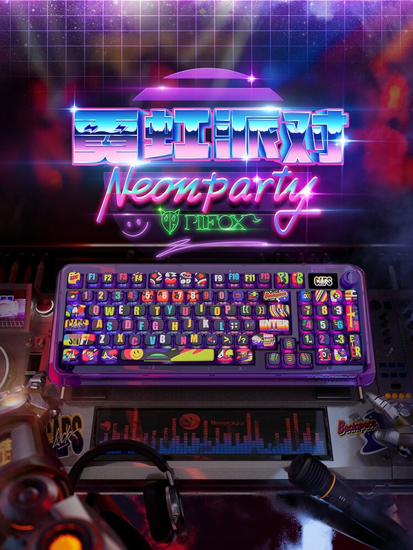 Neon Party Theme Graffiti PBT Keycaps 138pcs Keys ASA Hi For Mechanical Keyboard