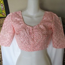 NEW WHITE Pink Fantastic Choli FINE BLOUSE For SARI Skirt BELLY BALLROOM Dance