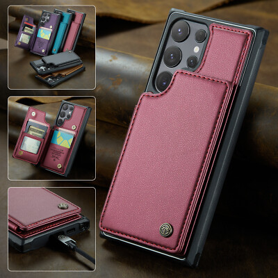 For Samsung S26 Ultra S25 FE S24 S21 S20 RFID Card Wallet Flip Back Leather Case