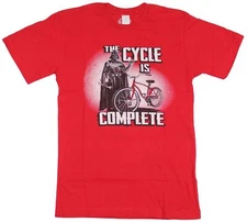 Star Wars  Mens T-Shirt - Darth Vader The Cycle Is Complete Bike Image