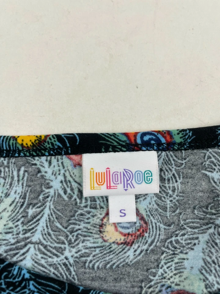 Blusa de vestir Julia para mujer talla pequeña azul manga corta pavo real pájaro hasta la rodilla Foto 4 de 4