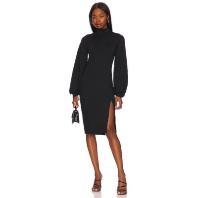susana midi dress Susana Monaco Mock Neck Long Sleeve Slit Dress