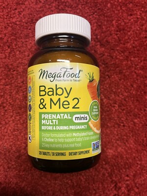 MegaFood Baby & Me 2 Prenatal Multivitamin Mini Tablets 120 tab  Exp 6/25