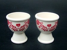 TWO Portmeirion Red Hearts Jan Constantine Egg Cups 6.5cmh in Excellent Cond.