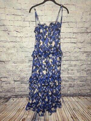 Small Who What Wear blue floral maxi dress with tie straps | eBay
