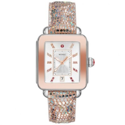 Michele Deco Sport Two-Tone Stainless Steel Iridescent Lizard