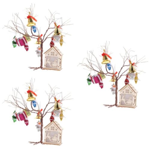  3 Sets Christmas Material Pack Wood DIY Iron Wire Tree Craft Kits - Picture 1 of 12
