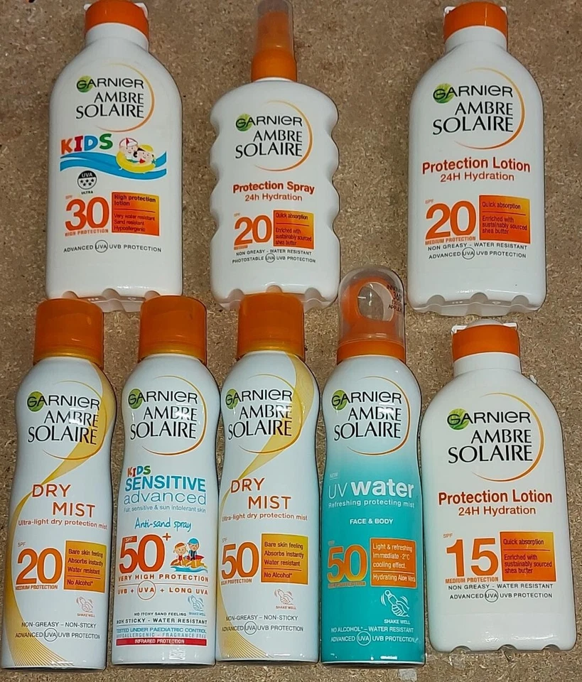 Garnier Ambre Solaire Clear Protect UV Water Kids SPF Mist Cream 15 20 30 50