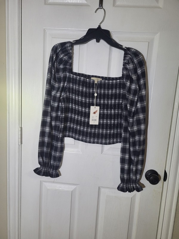 Chelsea And Violet Junior Girls Black Multicolor Balloon Sleeve Shirt Blouse XL 