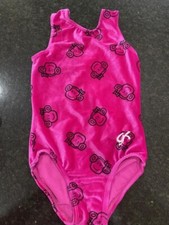 GK Gymnastics Leotards for Girls 6-7 Years Pink w/ Stamped Monkeys