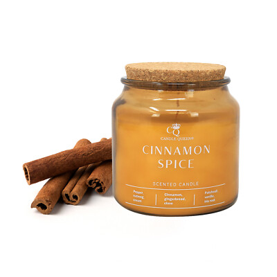 Duftkerze Queen 390g Glas Zimt Gewürz Aromatherapie Duft Einzeldocht