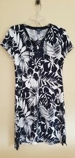 NEW Chaps Ladies PM Navy/White Short Sleeve Tropic Print Casual Dress